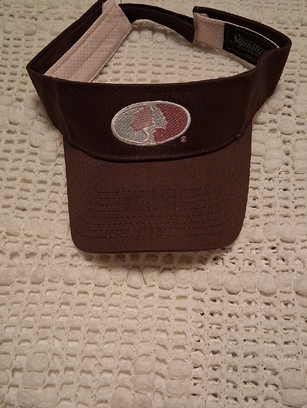 Mossy Oak Brown Visor with Pink Lining and Multi-Color Logo